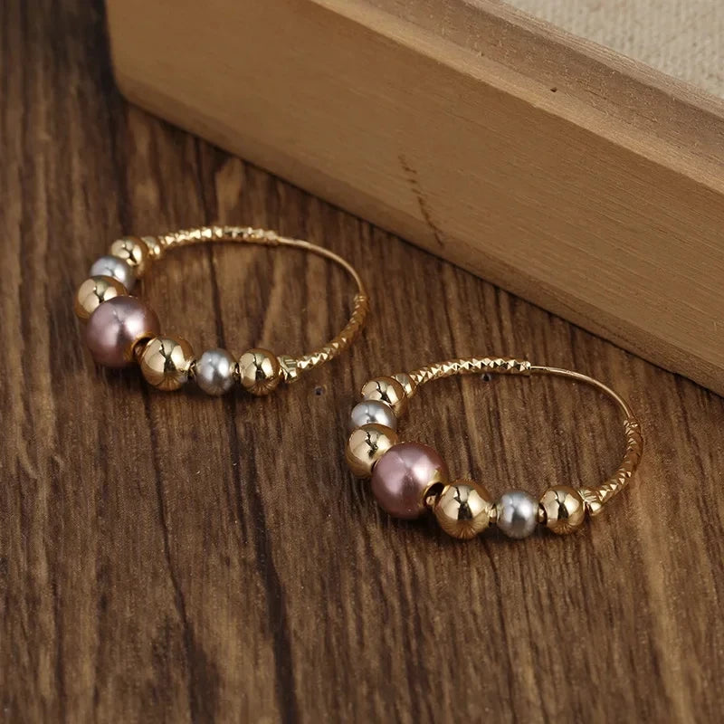Boucles d'Oreilles Femmes Perles Dorées - Bijou Femme Élégant
