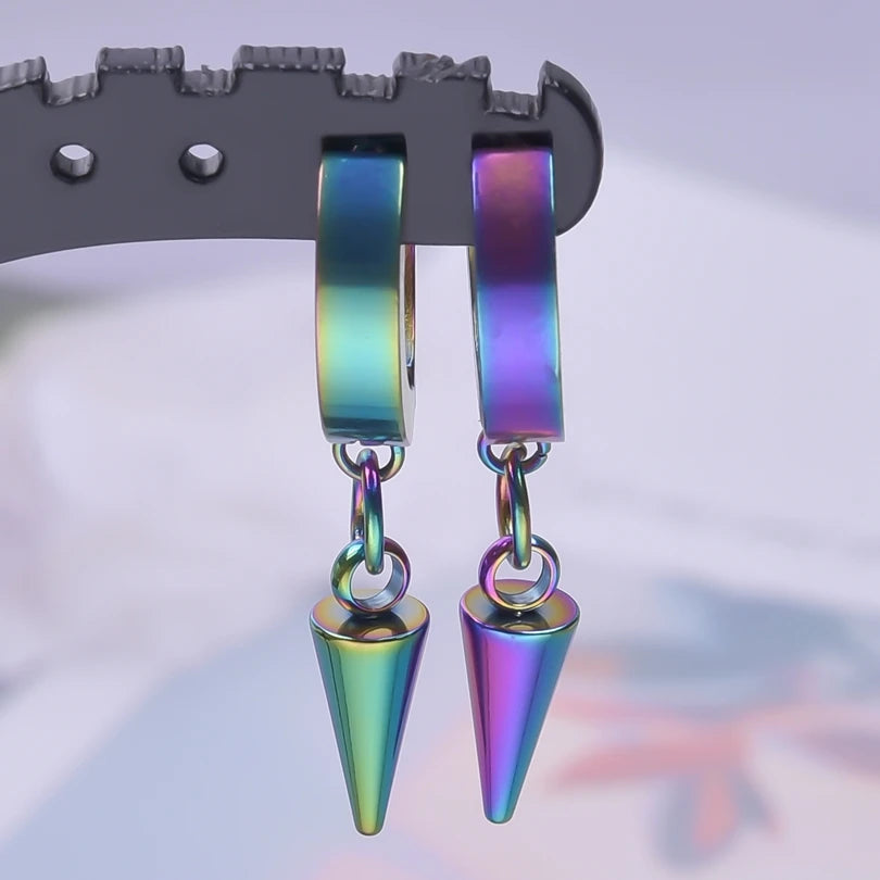 Boucles d'Oreilles Femmes Arc-en-Ciel Acier Inoxydable - Bijou Unisexe Punk