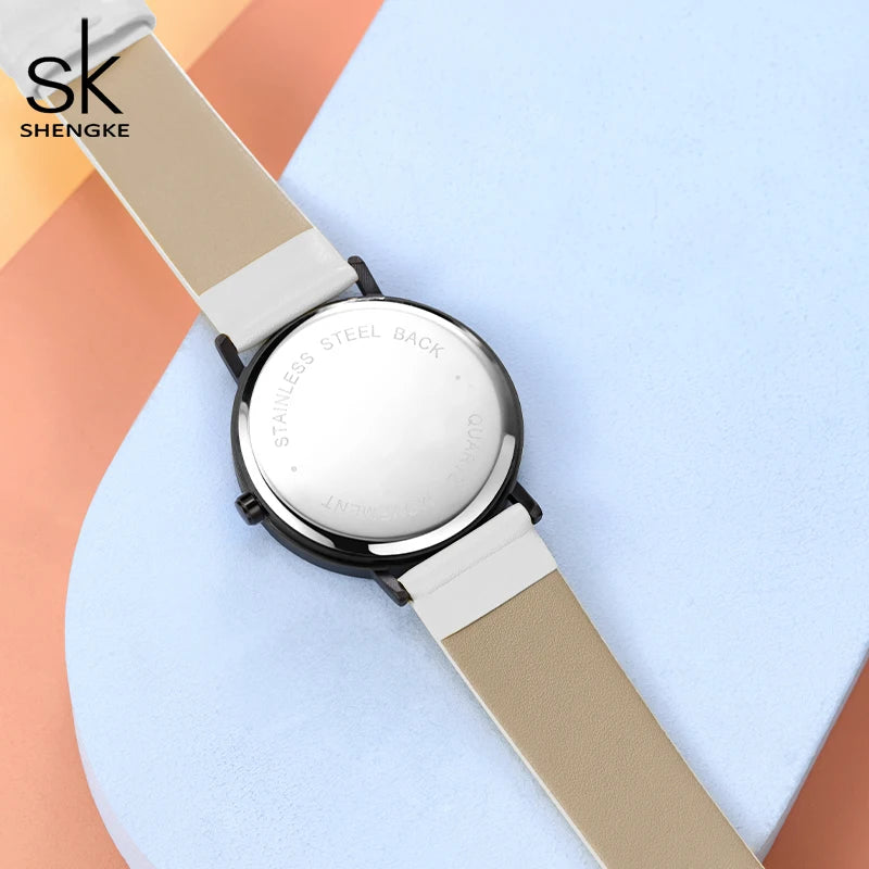 MOONBIFFY - Montre Femme Créative Minimaliste - Bracelet Cuir - Étanche 3 ATM - Mouvement Japonais