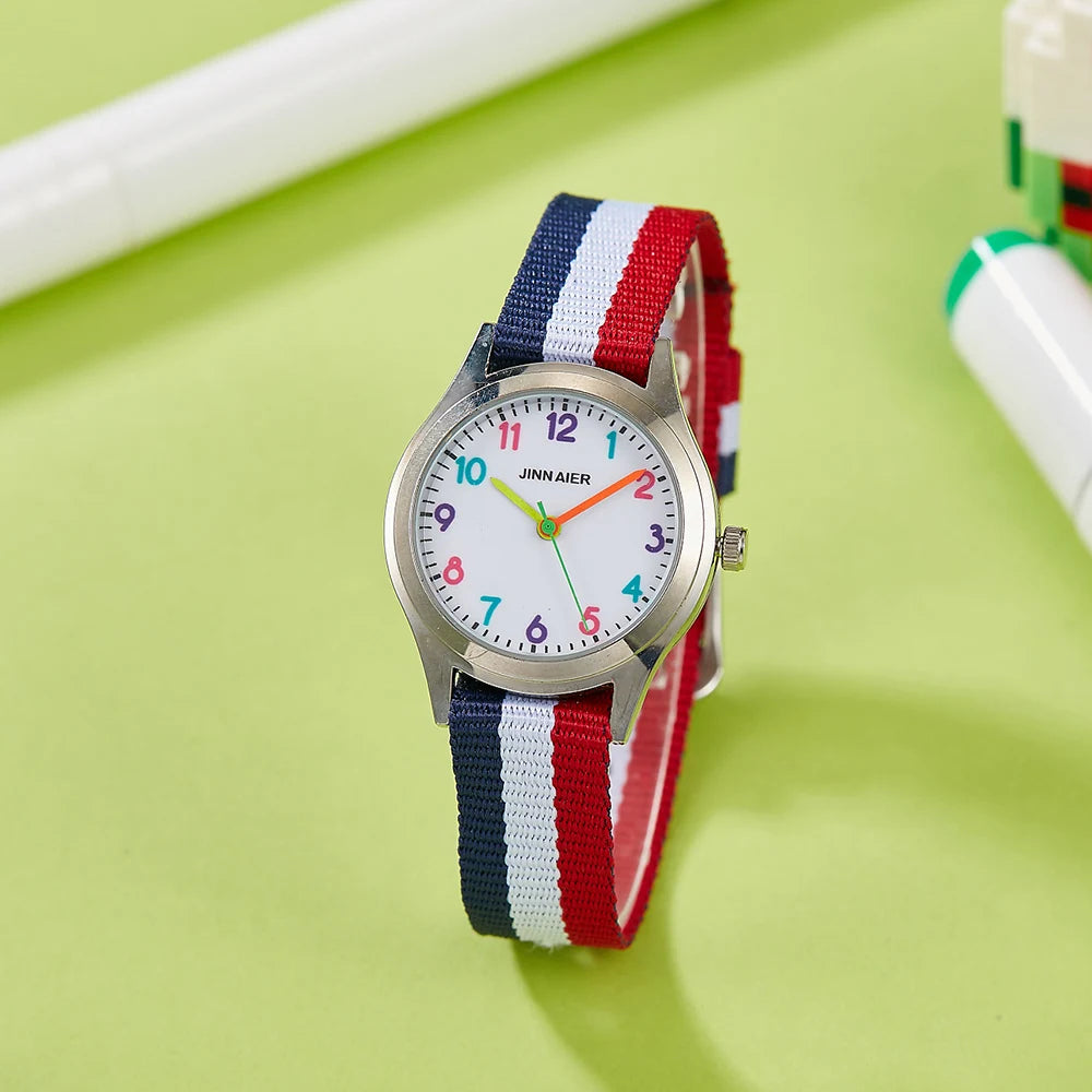 MOONBIFFY - Montre Enfant Quartz Analogique - Bracelet Toile Sport - Étanche 5 ATM - Fille Garçon - Cadeau