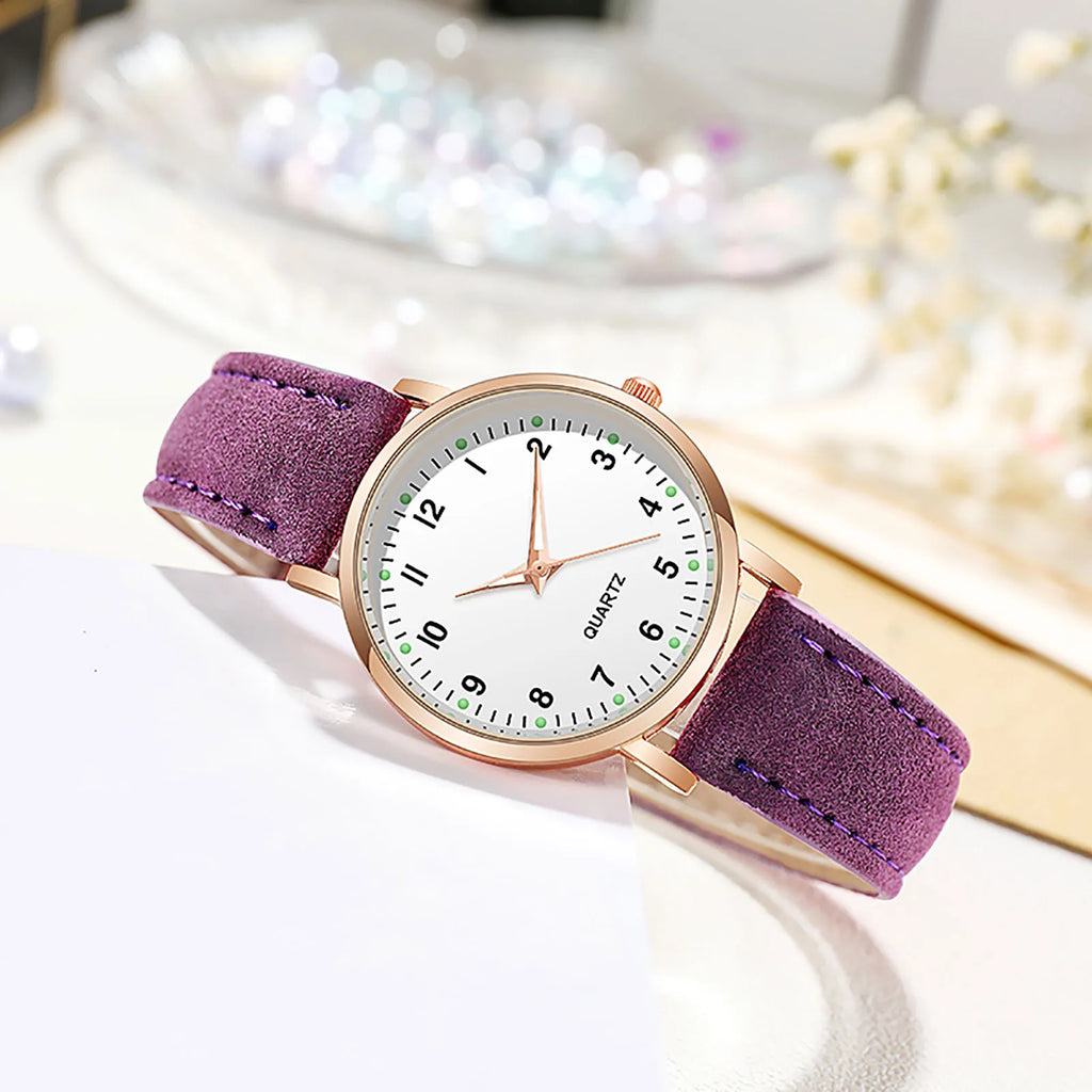 MOONBIFFY - Montre Femme Mode Cuir - Chiffres Arabes - Lumineux - Étanche 3 ATM - Casual Élégant
