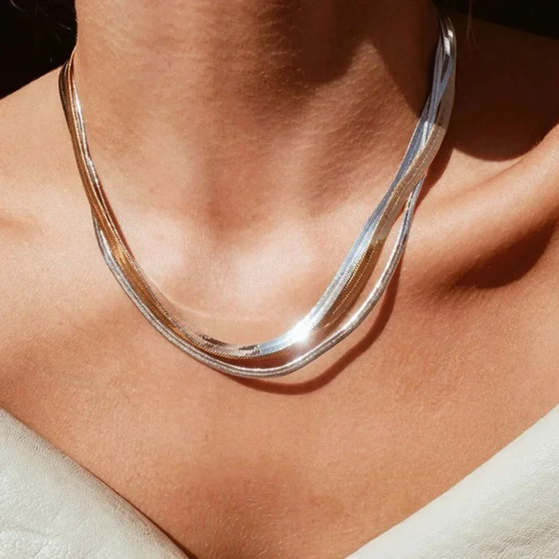 Collier Chaîne Chevrons 4mm Argent 925 - Bijou Femme Ras du Cou Élégant