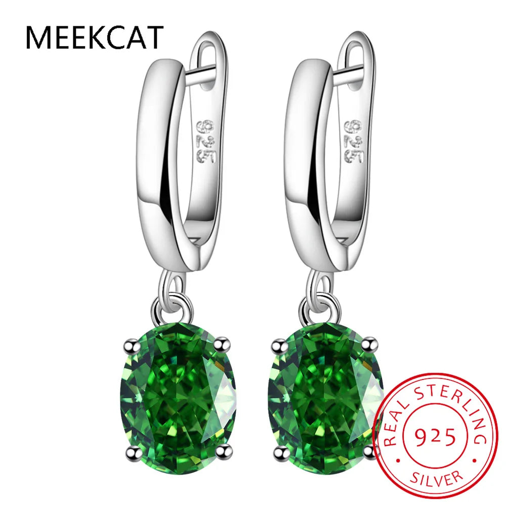 Boucles d'Oreilles Femmes Pendantes Argent 925 Topaze Bleue - Bijou Femme Élégant