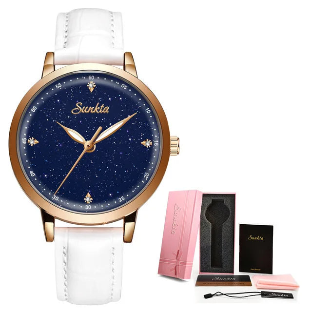LIGE - Montre Femme Céramique Élégante - Bracelet Luxe Étanche - Cadran Strass