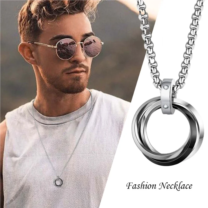 Collier à Trois Cercles Entrelacés Acier Inoxydable - Minimaliste Unisexe Bohème