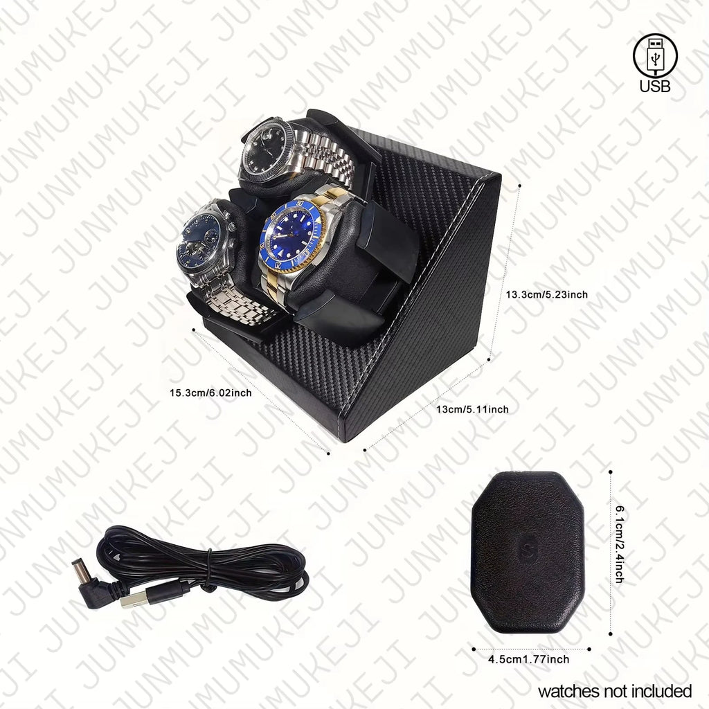 Remontoir Montres Automatique 3 Montres - Cuir PU - Affichage Rotatif - Alimentation USB 5V - Silencieux