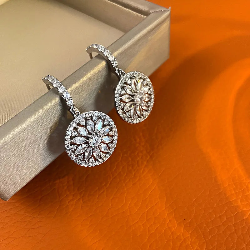 Boucles d'Oreilles Femmes Luxe Fleur Zircon - Bijou Femme Mariage
