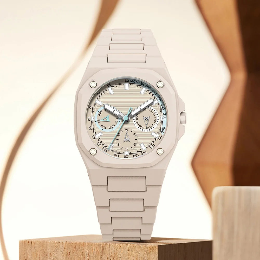 Montre Homme 2026 Polycarbonate Granulaire - Bracelet Léger Étanche Multi-Cadrans Quartz