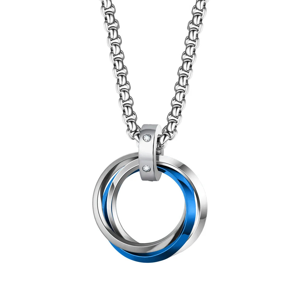 Collier à Trois Cercles Entrelacés Acier Inoxydable - Minimaliste Unisexe Bohème