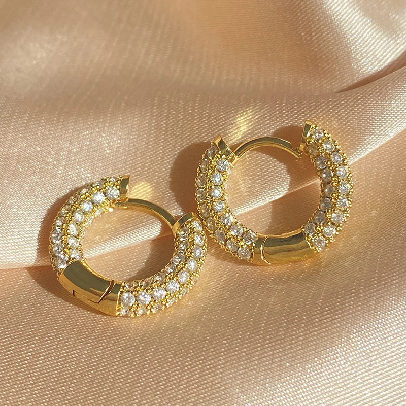 Boucles d'Oreilles Femmes Pendantes Zircon Doré - Bijou Femme Élégant