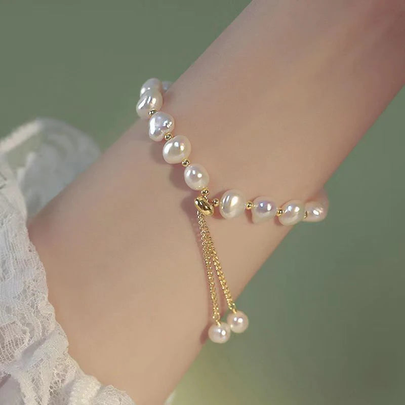 Bracelet Élégant Perles Baroques Ajustable Femme - Luxe Sweet Party