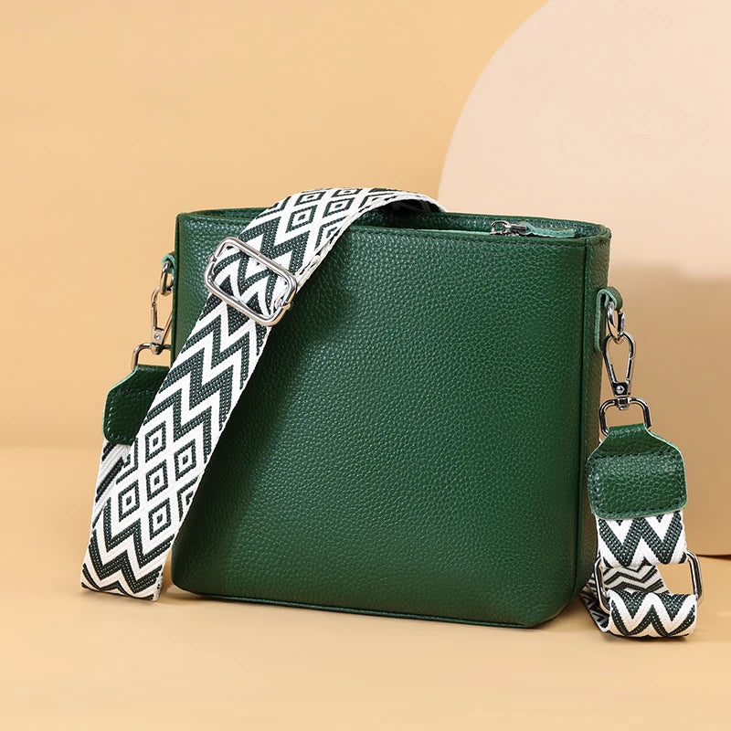 Sac à Main Femme Bandoulière Cuir Véritable 100% - Petit Sac Messenger Large Sangle