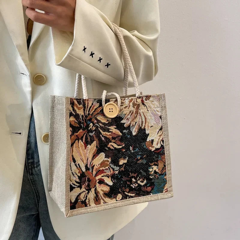Sac à Main Femme 2025 Grande Capacité - Cabas Shopping Voyage Motif Floral Designer