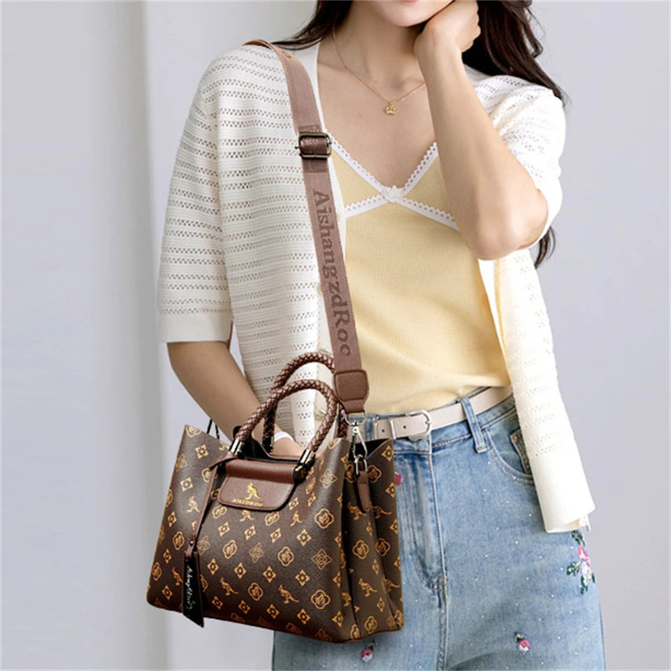 Sac à Main Femme Élégant Motif Imprimé - Poignée Unique Bandoulière Ajustable