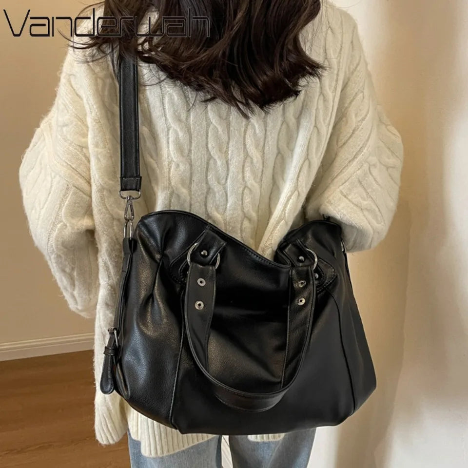 Sac à Main Femme Hobo Cuir Souple - Sac à Main Bandoulière Grande Capacité A4