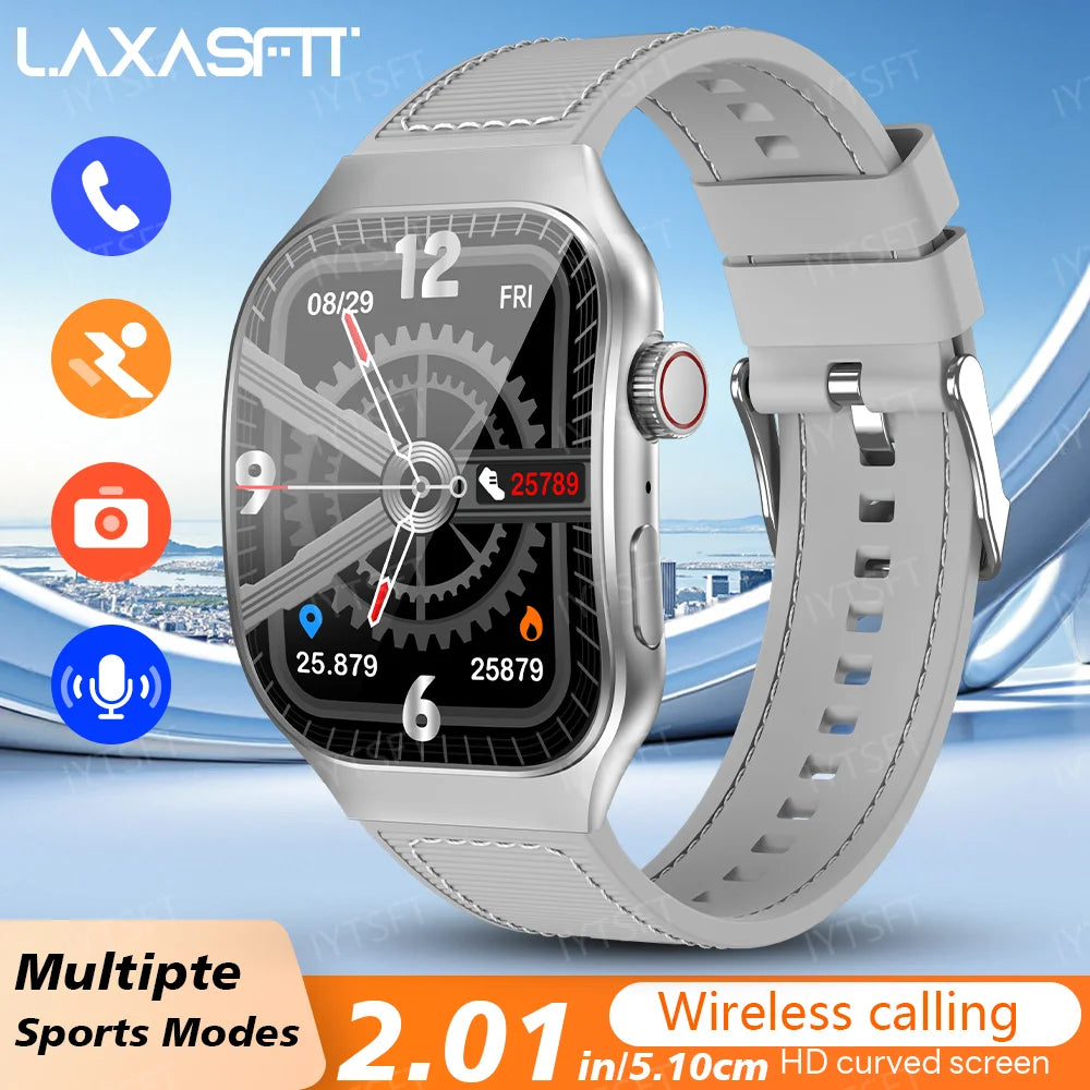 LAXASFIT - Montre Intelligente LAXASFIT 2.01" Écran Incurvé - Bluetooth 5.3 - Appels HD - Modes Sport - Android iOS