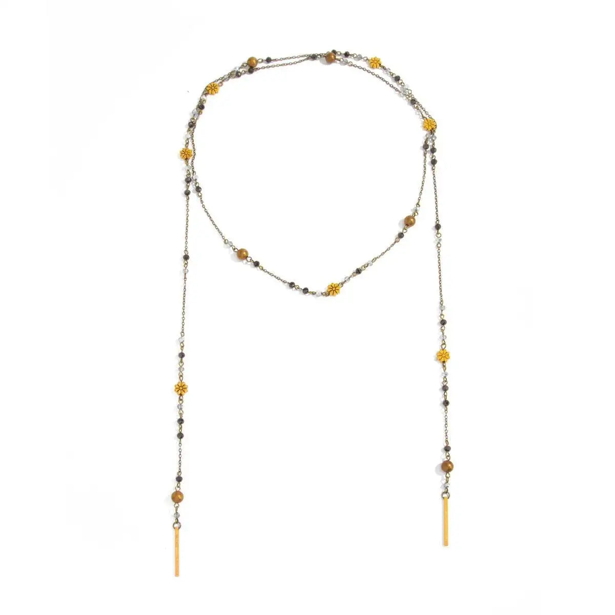 Collier Pendentif Cristal CCB Élégant - Perles Raffinées Chaîne Longue Femme Luxe