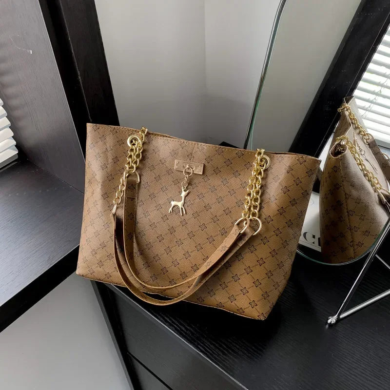 Sac à Main Femme Luxe Texture Plaid Grande Capacité - Cabas Shopping Pompon ABQP