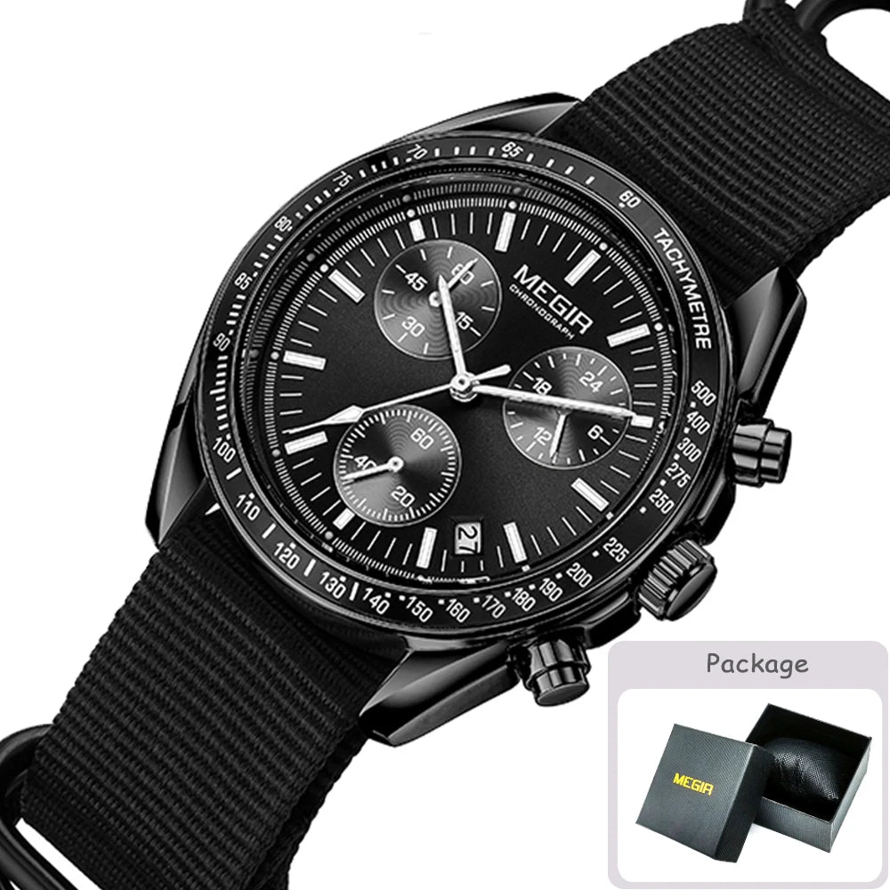 MEGIR - Montre Homme 2247 Chronographe Sport Canvas
