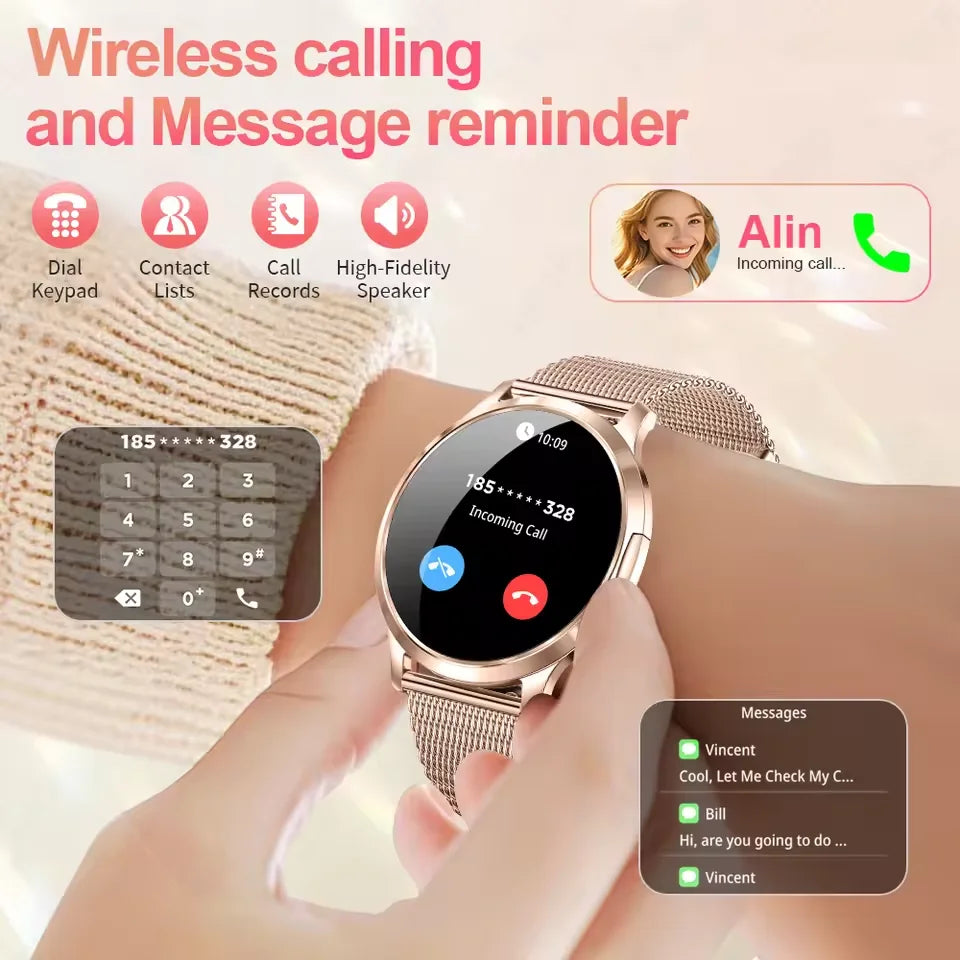 Montre Connectée Femme GUHUAVMI 2026 – Écran AMOLED 1.32", Appels Bluetooth, Suivi Santé & 100+ Sports