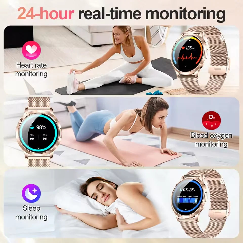 Montre Connectée Femme GUHUAVMI 2026 – Écran AMOLED 1.32", Appels Bluetooth, Suivi Santé & 100+ Sports