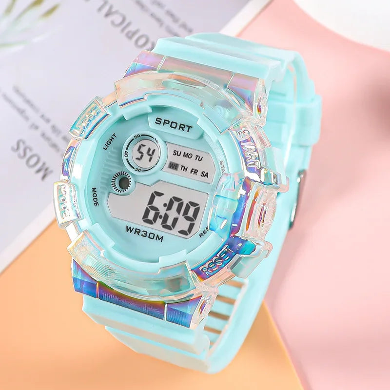 MOONBIFFY - Montre Enfant LED Digitale Sport - Alarme - Chronomètre - Étanche 3 ATM - Fille Garçon