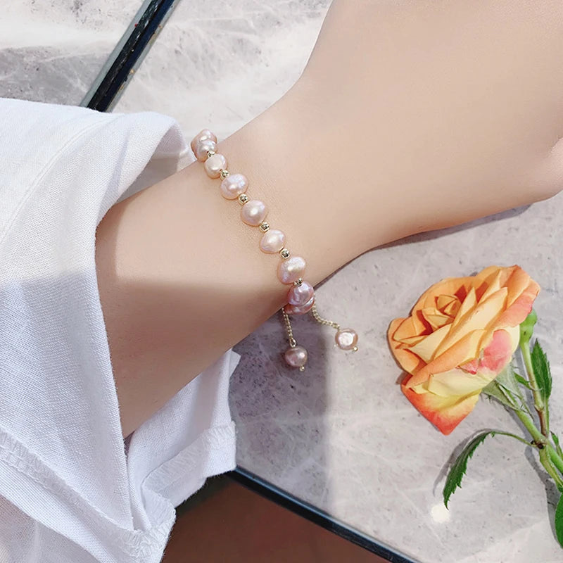 Bracelet Élégant Perles Baroques Ajustable Femme - Luxe Sweet Party