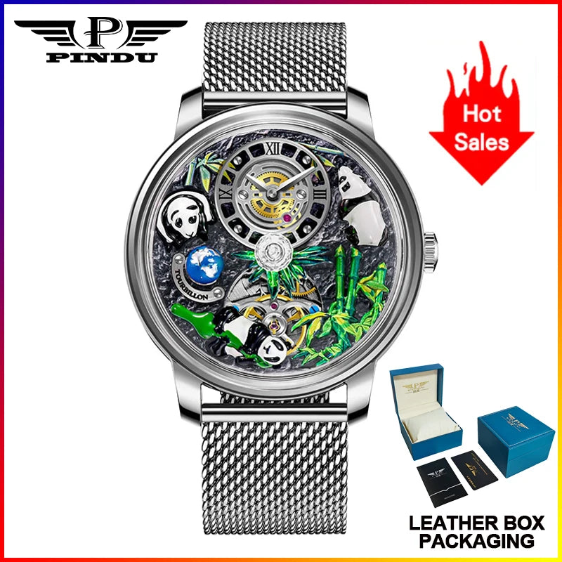 PINDU - Montre Homme Mécanique Automatique Série Panda 2025 - Mouvement M2791B - Verre Saphir