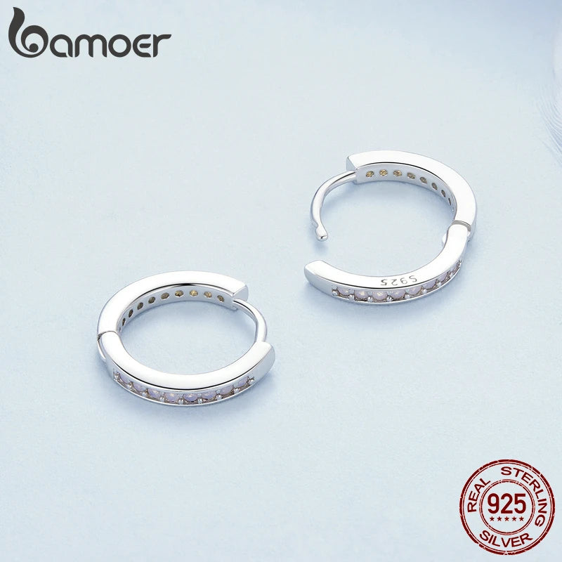 Boucles d'Oreilles Femmes Argent 925 Opale Rose - Bijou Femme Élégant