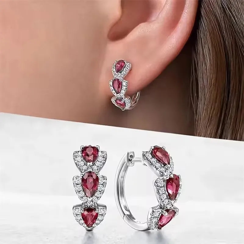 Boucles d'Oreilles Femmes Gouttes Pierres Synthétiques - Bijou Femme Élégant