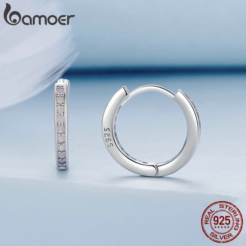 Boucles d'Oreilles Femmes Argent 925 Opale Rose - Bijou Femme Élégant