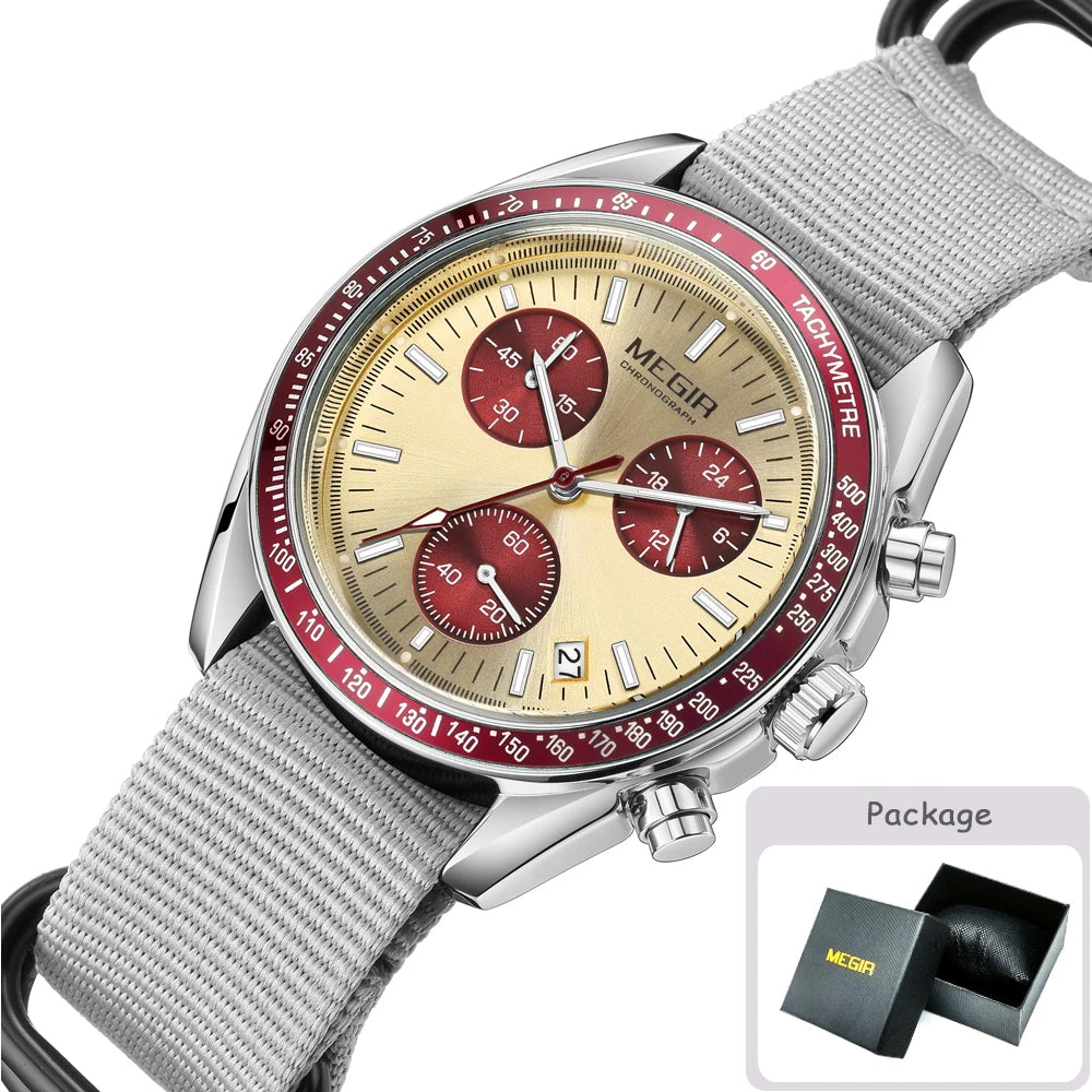 MEGIR - Montre Homme 2247 Chronographe Sport Canvas