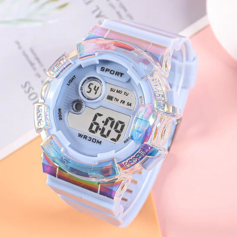 MOONBIFFY - Montre Enfant LED Digitale Sport - Alarme - Chronomètre - Étanche 3 ATM - Fille Garçon