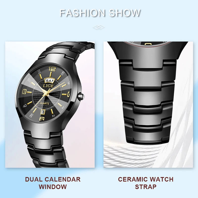 Montre Femme LIGE 2026 Céramique - Élégante Luxe Calendrier Étanche
