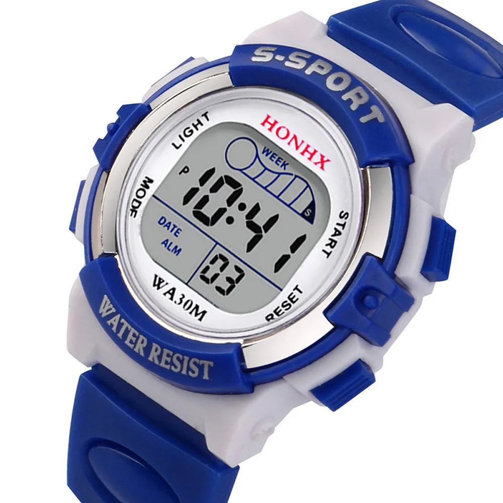 MOONBIFFY - Montre Enfant Digitale LED Sport - Alarme & Date - Bracelet Caoutchouc - Verre Saphir