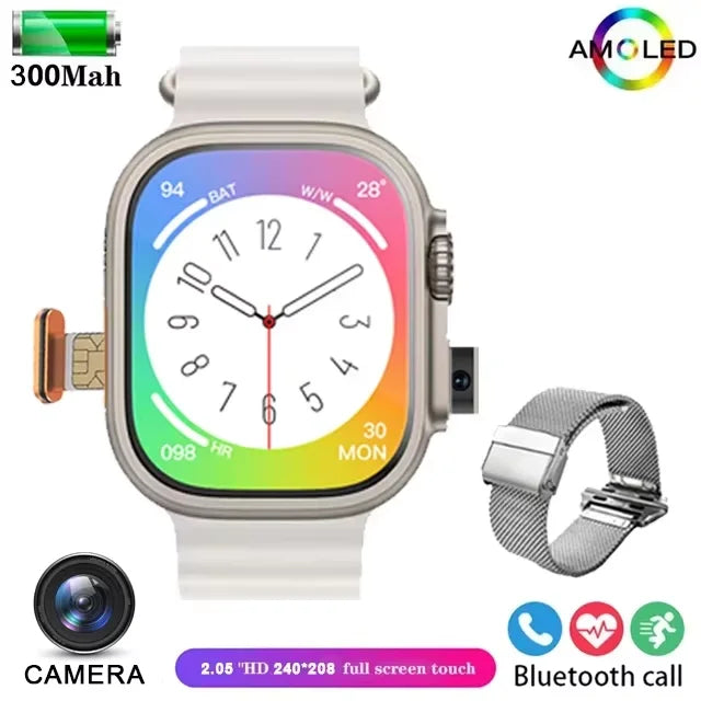Montre Homme Connectée T83 Pro 2026 – 4G Android 10.0, Écran AMOLED 1.96", Caméra 200W, GPS & 100+ Sports