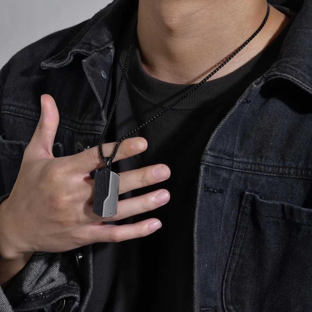 Collier Pendentif Plaque Militaire Homme - Acier Inoxydable Étanche Dog Tag