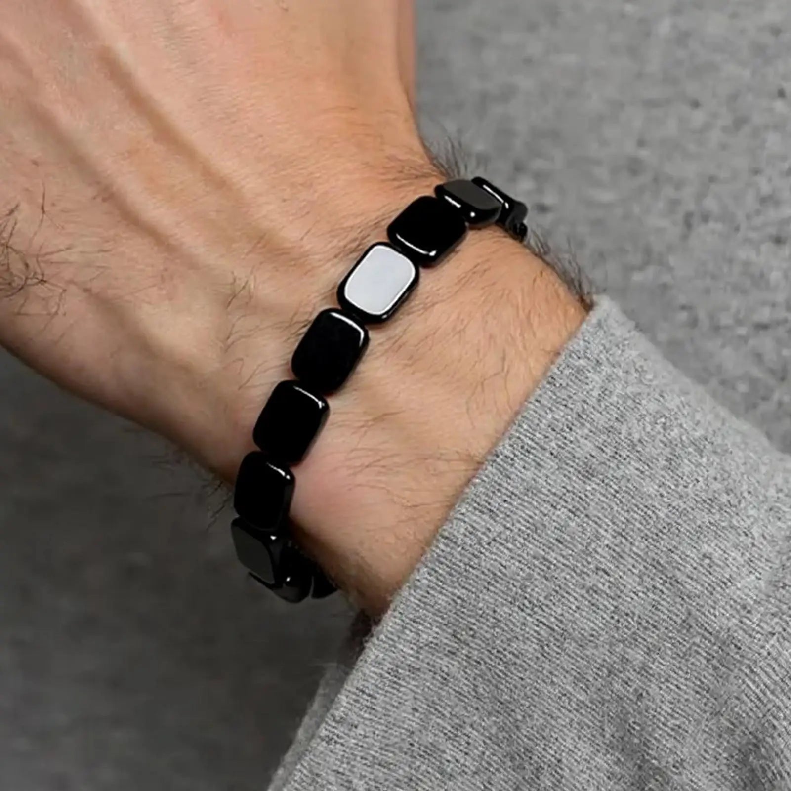 Bracelet Hématite Homme Élégant - Travail Voyage Méditation Masculin