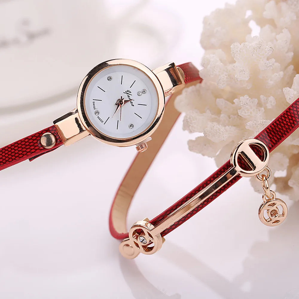 MOONBIFFY - Montre Femme Bracelet Multicouche - Quartz Analogique Strass - Cuir Similicuir