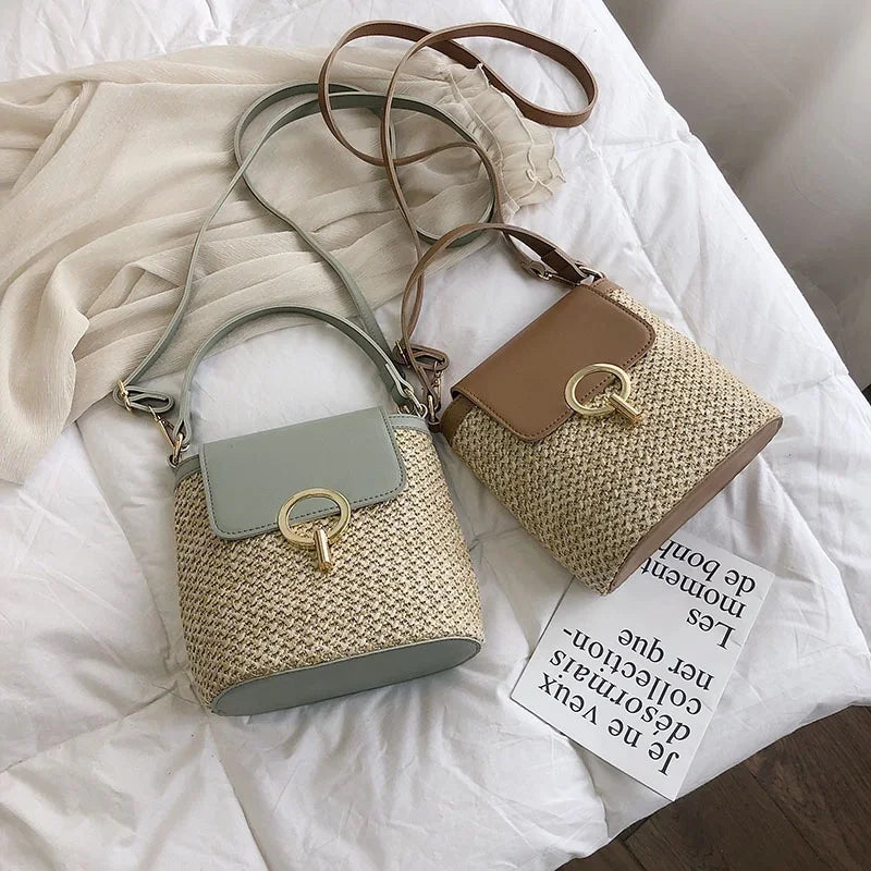 Sac à Main Femme Tressé Plage 2025 Tendance Coréenne - Sac Seau Bandoulière Fashion