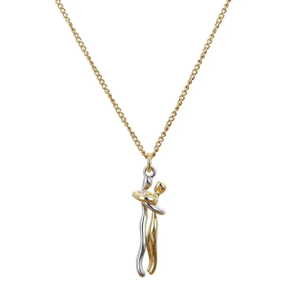 Collier Pendentif Couple Enlacé Hip Hop - Bijou Unisexe Promesse