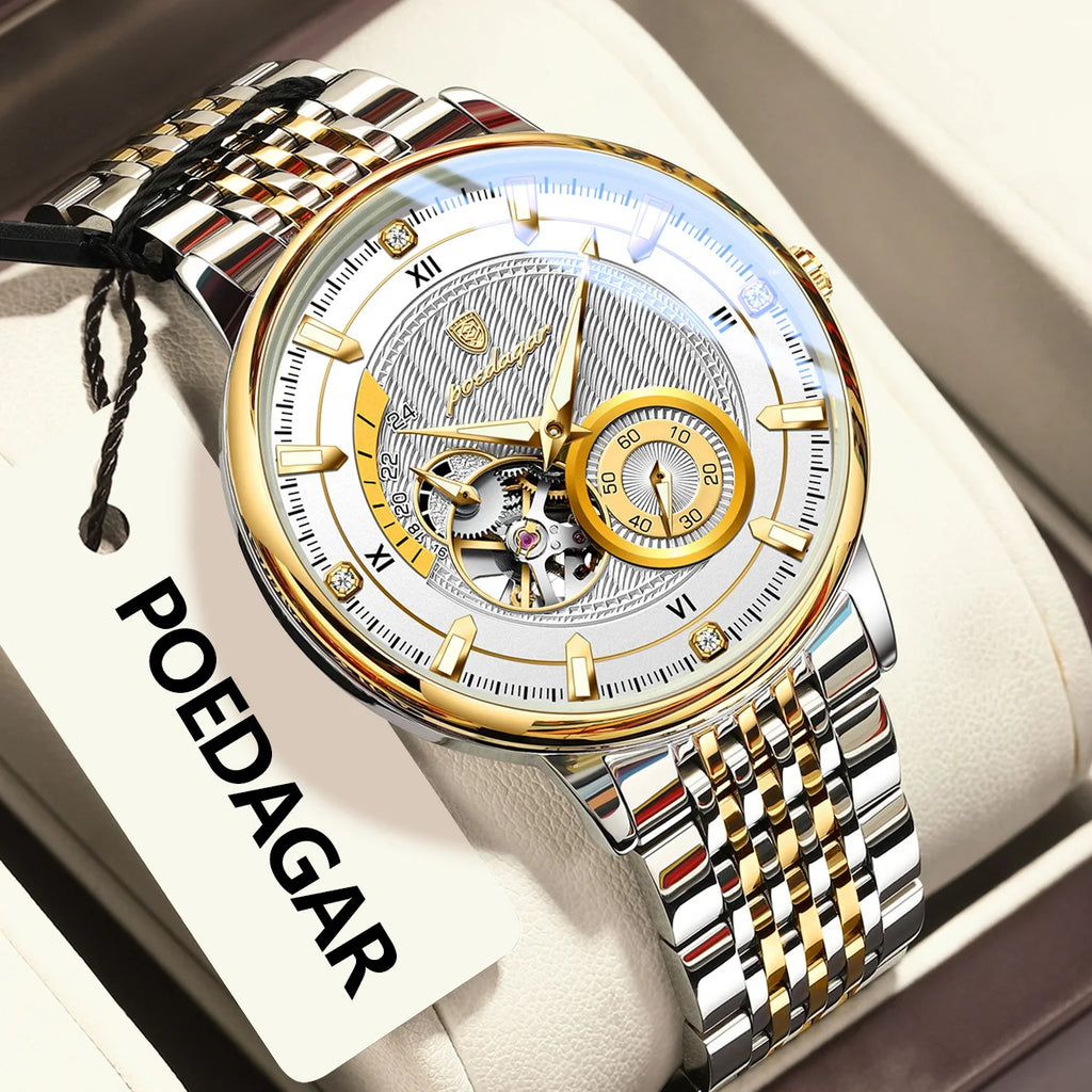 Montre Automatique Homme POEDAGAR Luxe - Tourbillon Squelette Verre Saphir