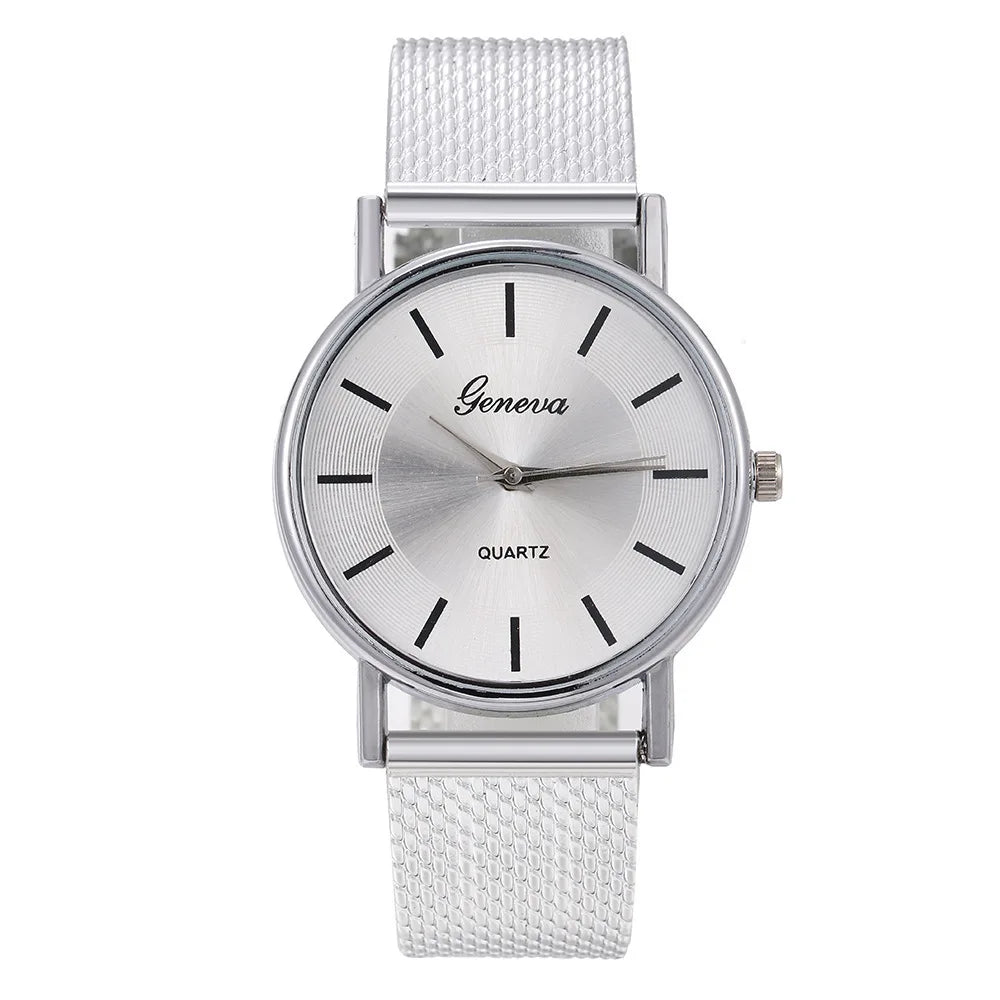 MOONBIFFY - Montre Femme Luxe Quartz - Acier Inoxydable - Cadran Doré - Casual Élégant