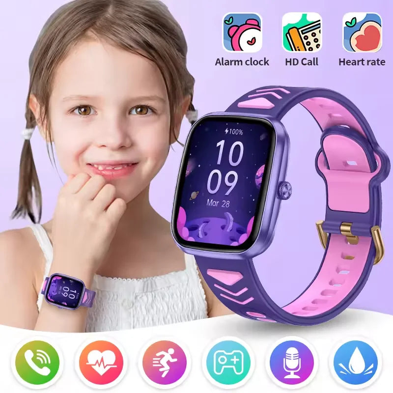 MOONBIFFY - Montre Enfant connectée 1.75" HD Tactile - Jeux - Musique - Appels Bluetooth 5.2 - Android iOS
