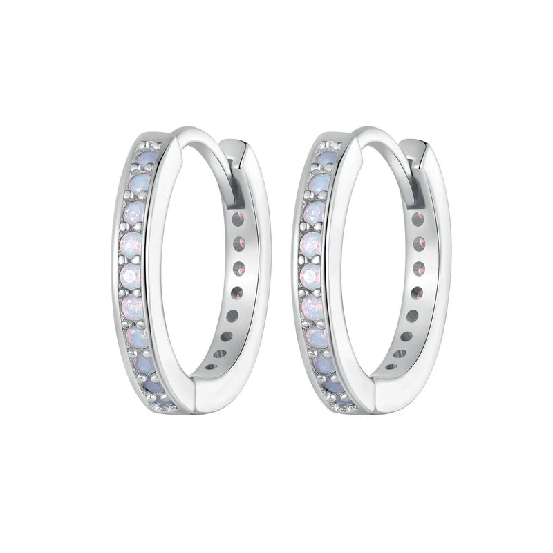 Boucles d'Oreilles Femmes Argent 925 Opale Rose - Bijou Femme Élégant