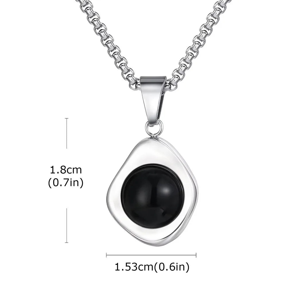 Collier Pendentif Pierre d'Œil de Tigre Homme - Acier Inoxydable Étanche Vintage