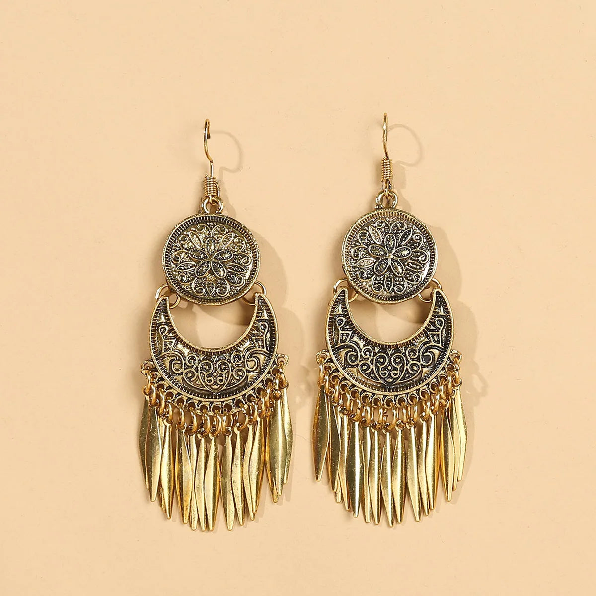 Boucles d'Oreilles Femmes Pendantes Ethniques Vintage Pompons - Bijou Femme Bohème