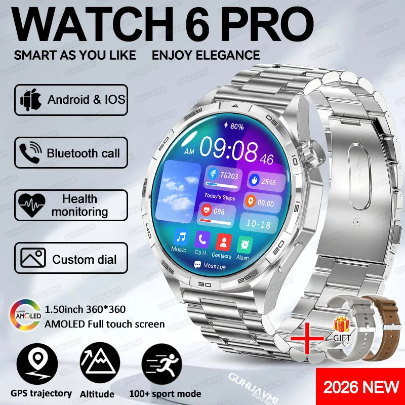 Montre Connectée Saphir 2026 GPS Homme Femme - Appels Bluetooth & Assistant Vocal