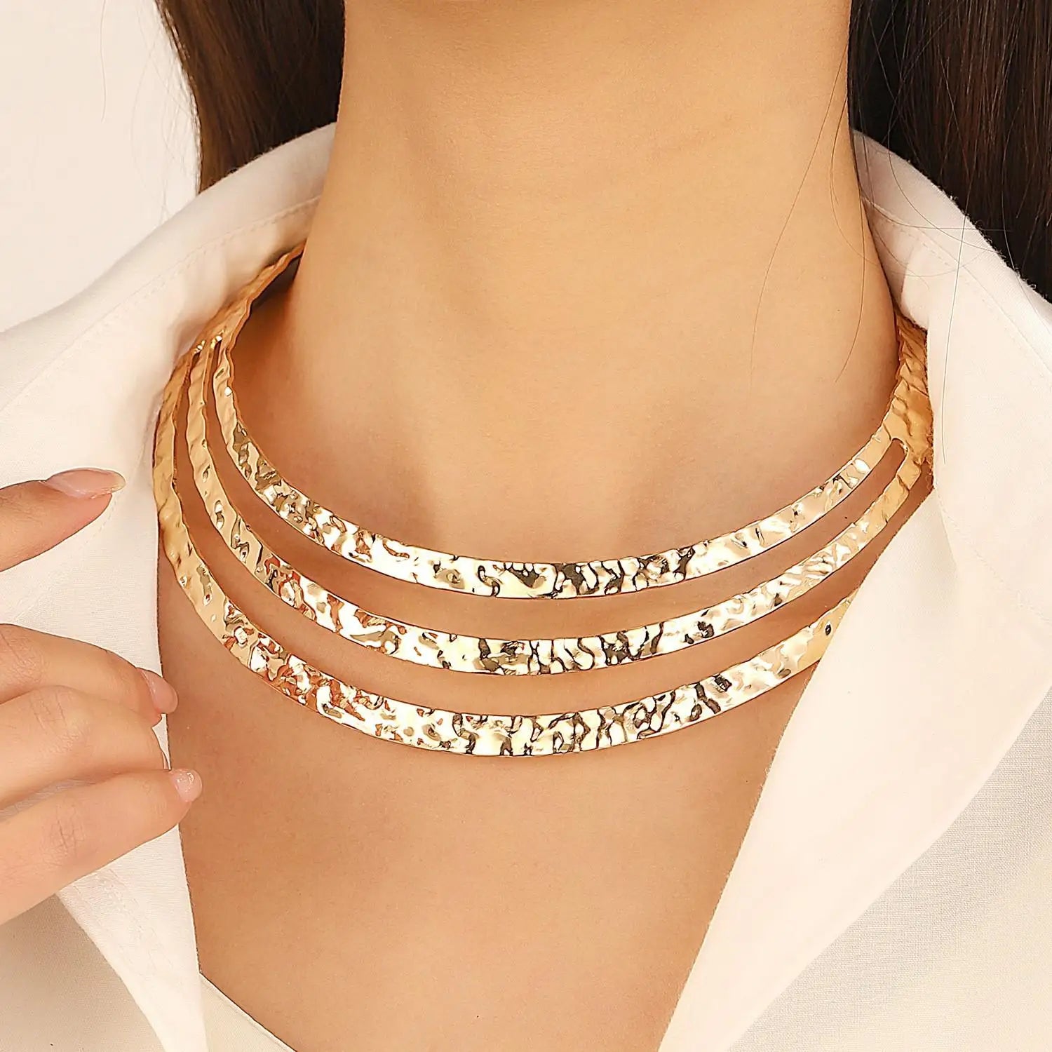 Collier Femme Maxi Statement Chunky Choker - Bijou Luxe Couleur Or Tendance Punk