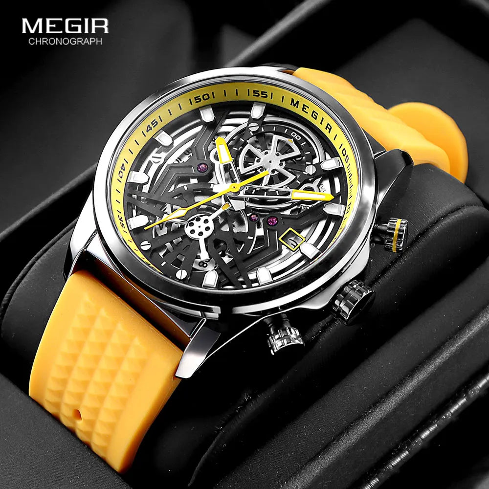 MEGIR - Montre Homme 2235 Chronographe Sport Silicone Lumineux